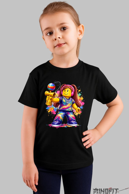 Tricou Roblox Kendama - Minifigurina cu Arme Stelare fata negru