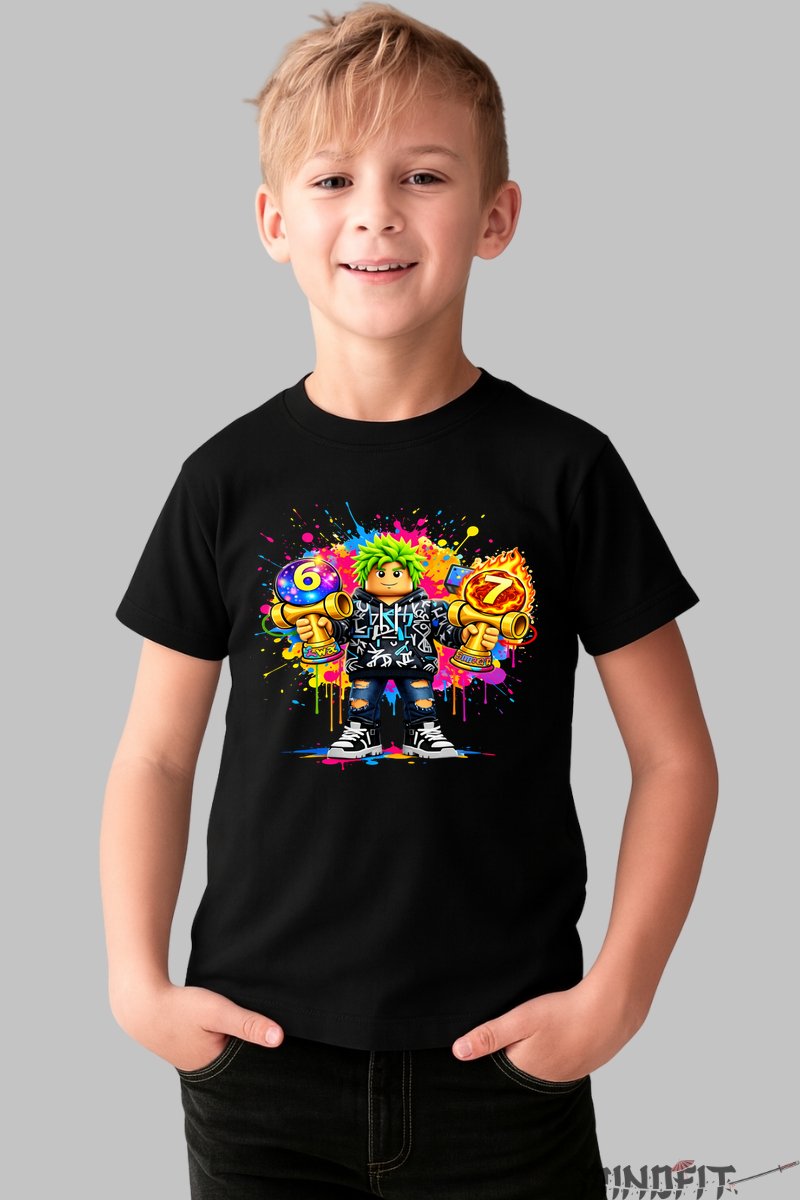 Tricou Roblox Kendama - Model Energie Colorata baiat negru