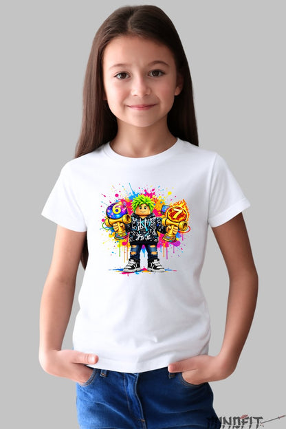 Tricou Roblox Kendama - Model Energie Colorata fata alb