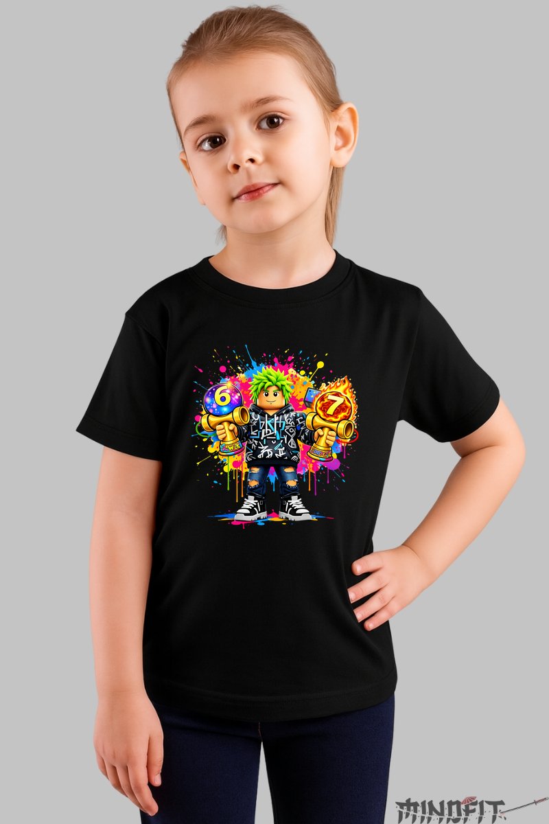 Tricou Roblox Kendama - Model Energie Colorata fata negru