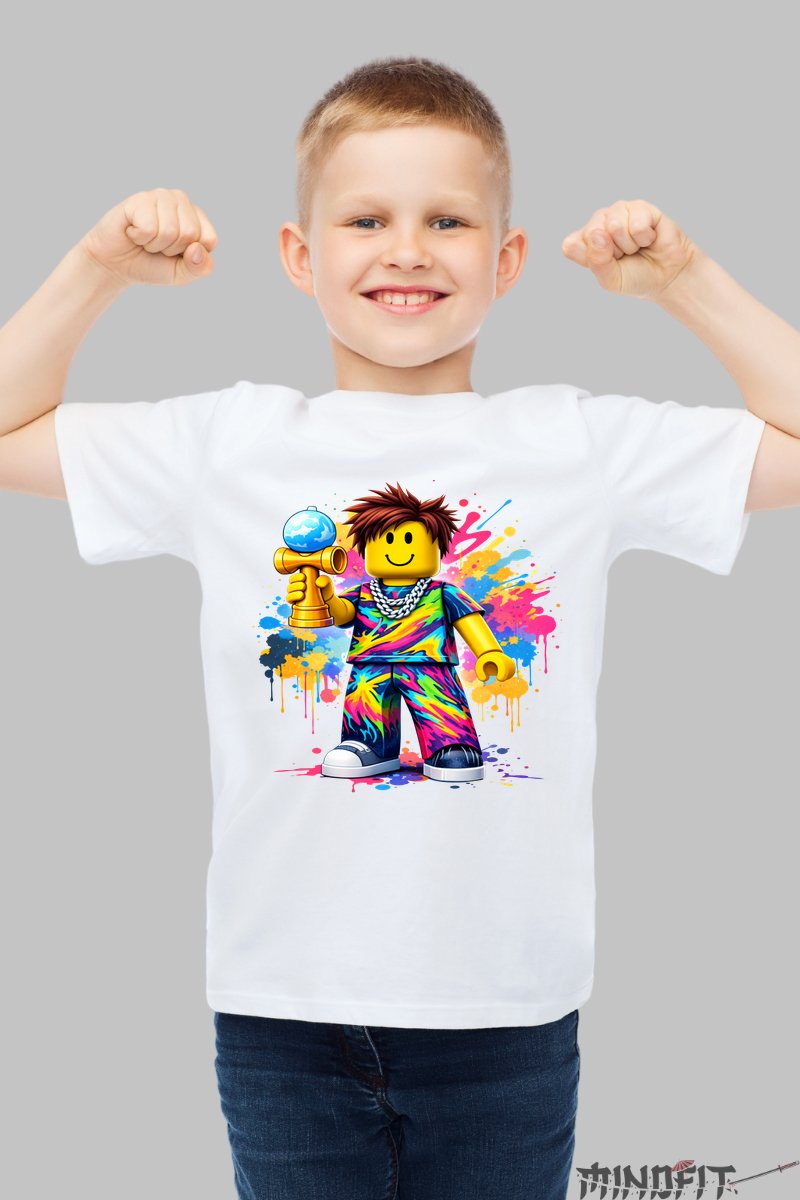 Tricou Roblox Kendama - Model Explozie Cromatica baiat alb