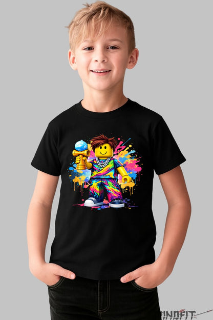 Tricou Roblox Kendama - Model Explozie Cromatica baiat negru