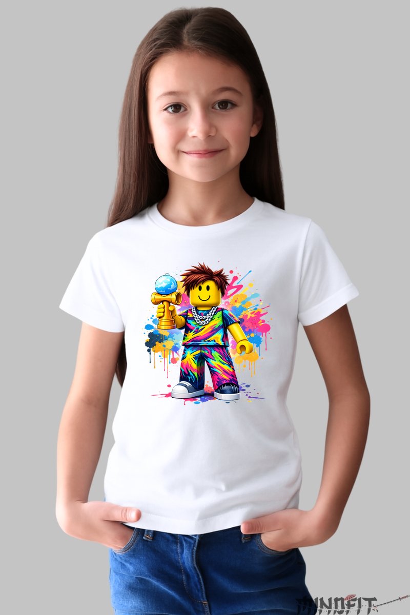 Tricou Roblox Kendama - Model Explozie Cromatica fata alb