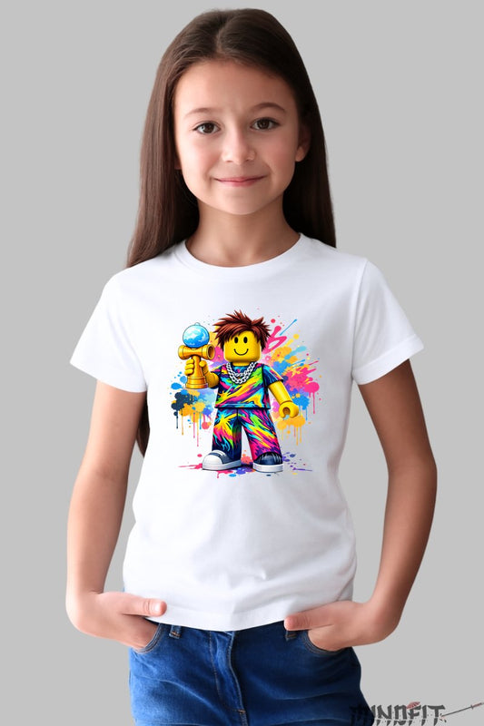 Tricou Roblox Kendama - Model Explozie Cromatica fata alb