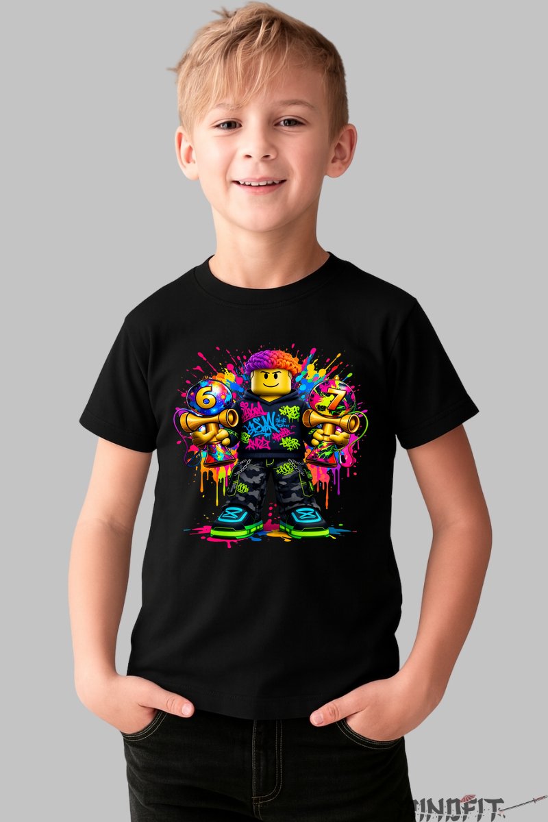 Tricou Roblox Kendama - Model Valuri Electrice baiat negru