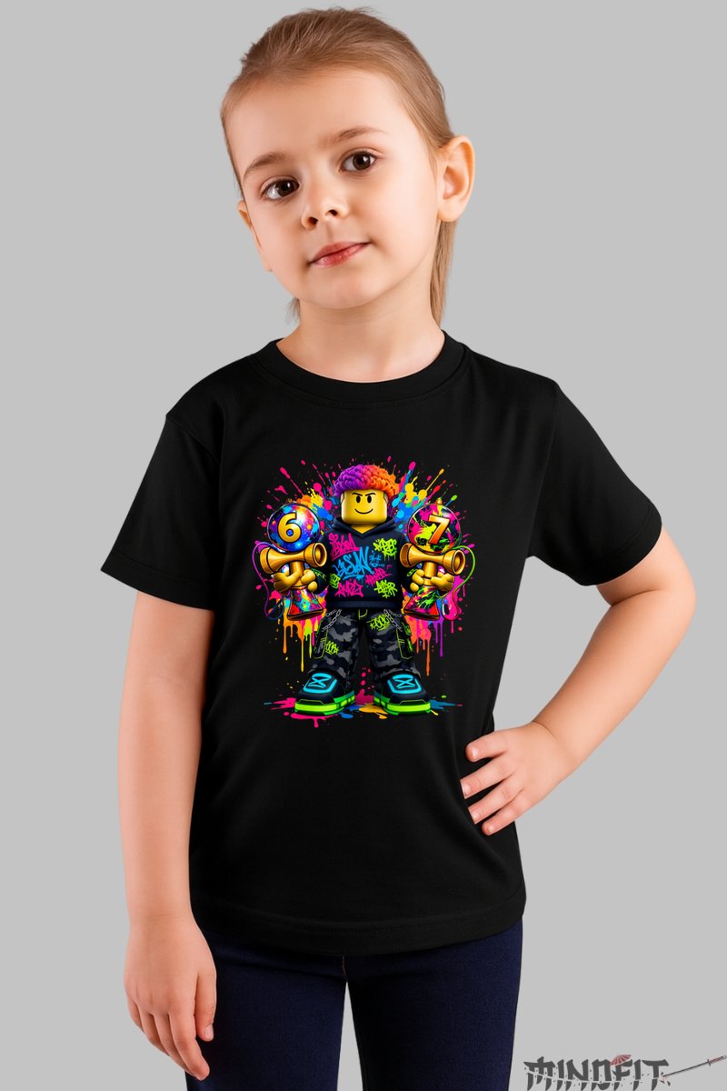 Tricou Roblox Kendama - Model Valuri Electrice fata negru