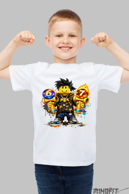 Tricou Roblox Kendama - Model Valuri Electrice baiat alb