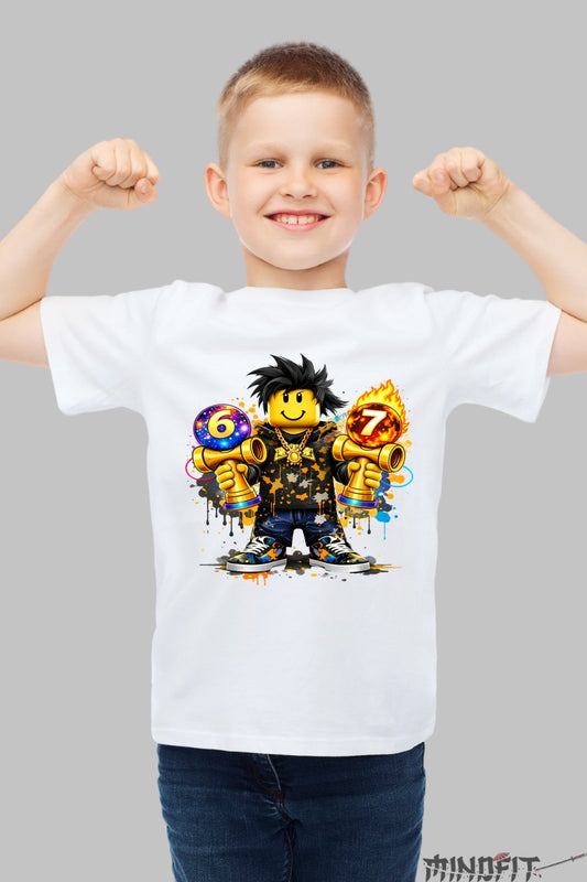 Tricou Roblox Kendama - Model Valuri Electrice baiat alb