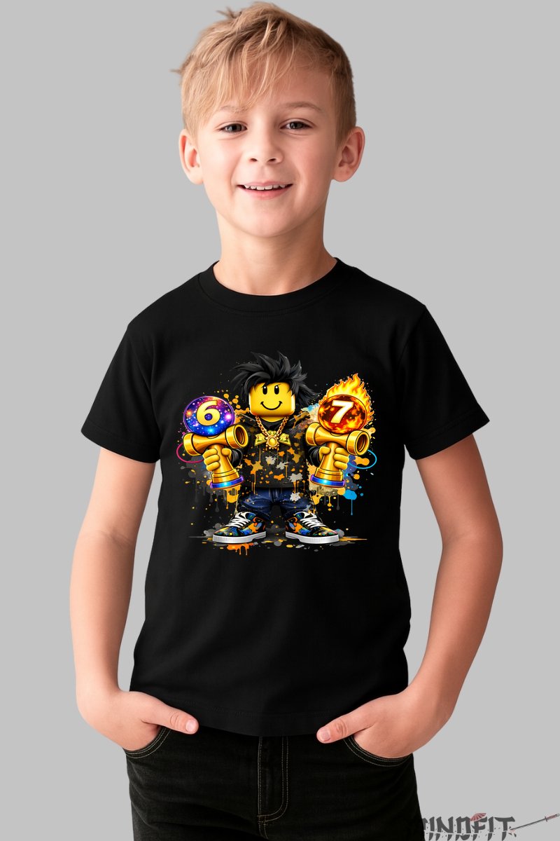 Tricou Roblox Kendama - Model Valuri Electrice baiat negru