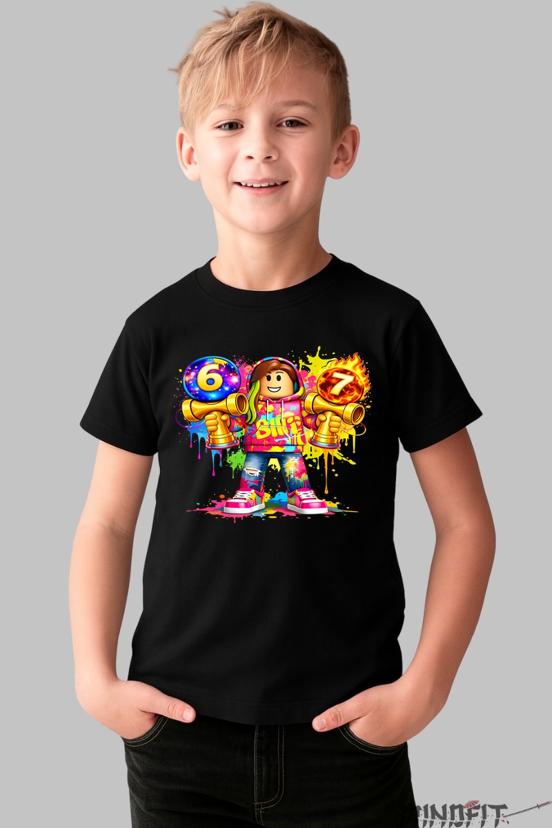 Tricou Roblox Kendama - Model Valuri Electrice baiat negru