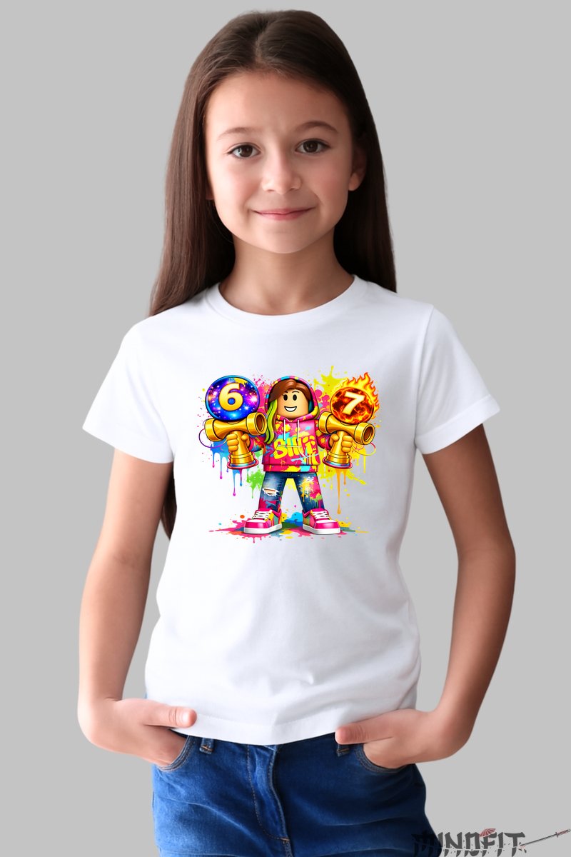 Tricou Roblox Kendama - Model Valuri Electrice fata alb