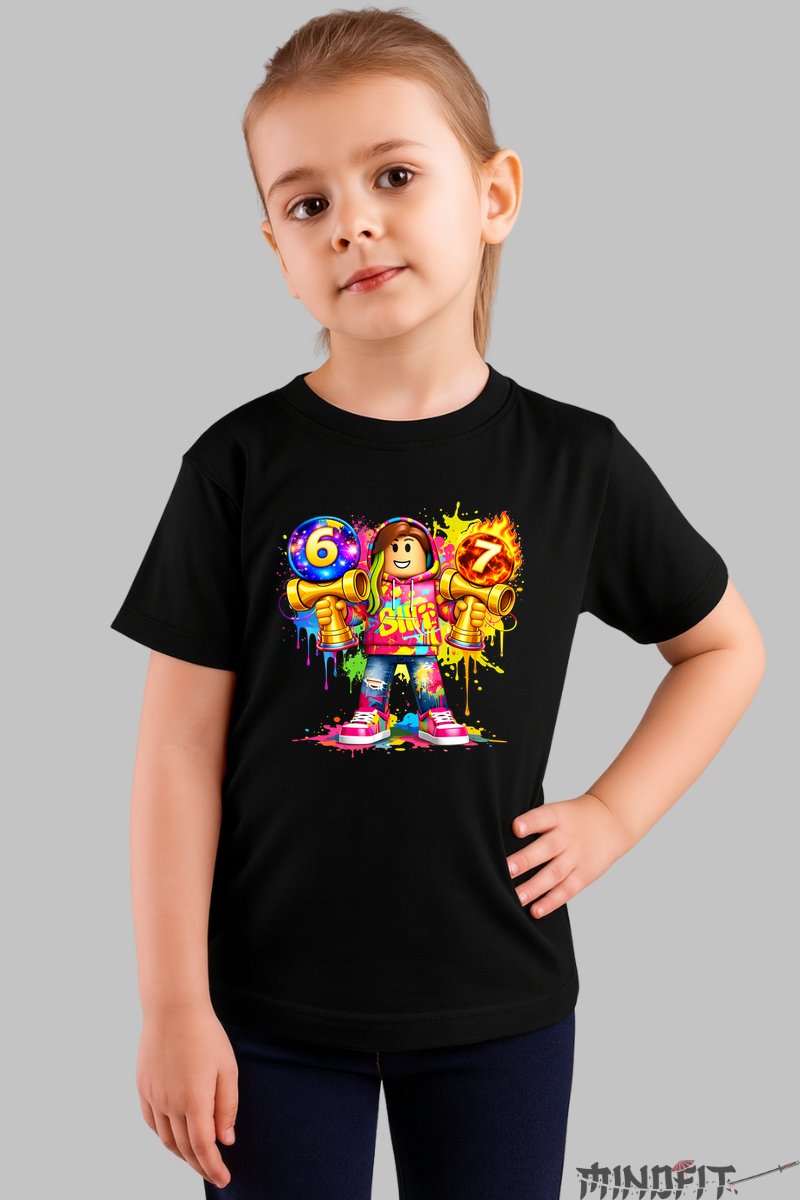 Tricou Roblox Kendama - Model Valuri Electrice fata negru
