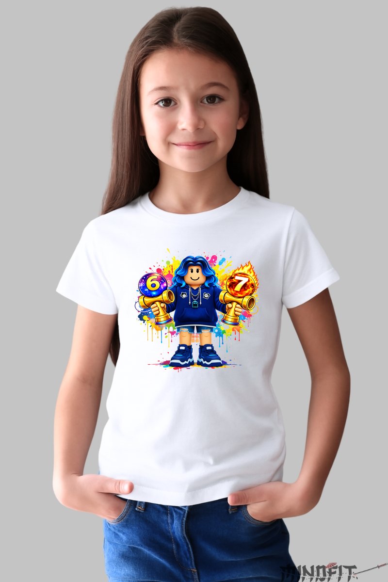 Tricou Roblox Kendama - Model Valuri Electrice fata alb