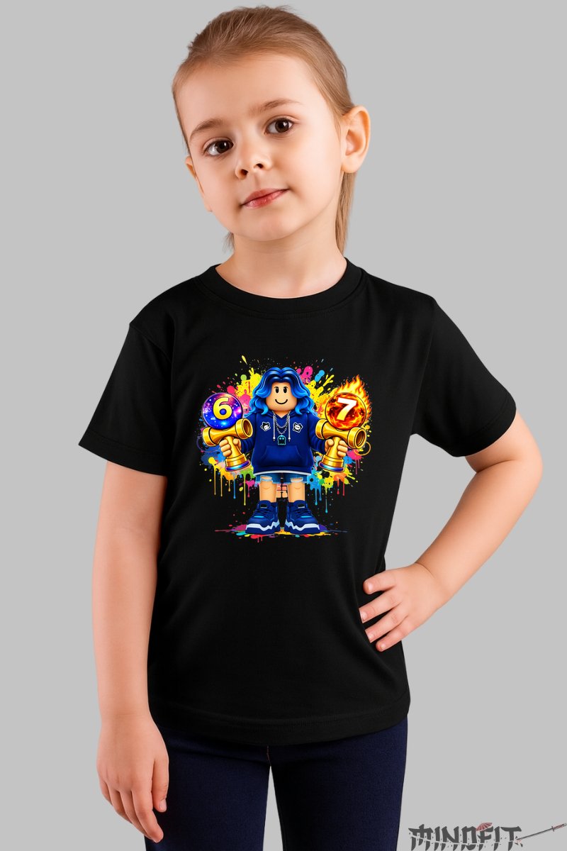 Tricou Roblox Kendama - Model Valuri Electrice fata negru