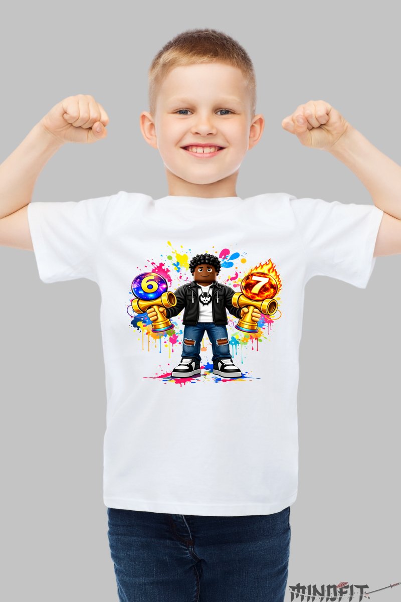 Tricou Roblox Kendama - Model Valuri Electrice baiat alb