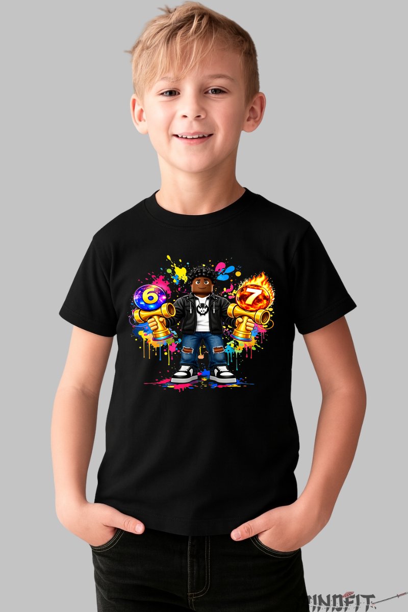 Tricou Roblox Kendama - Model Valuri Electrice baiat negru