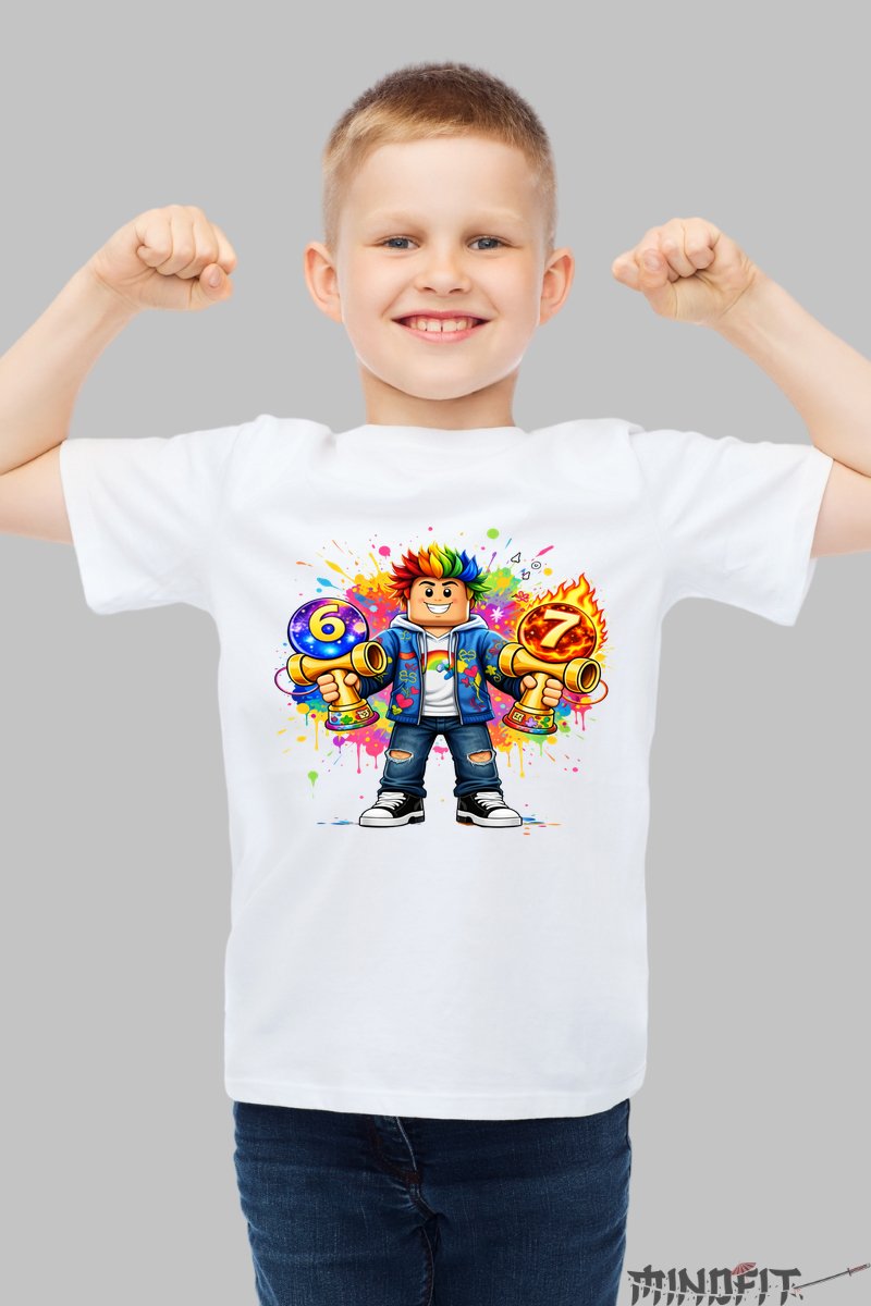 Tricou Roblox Kendama - Model Valuri Electrice baiat alb