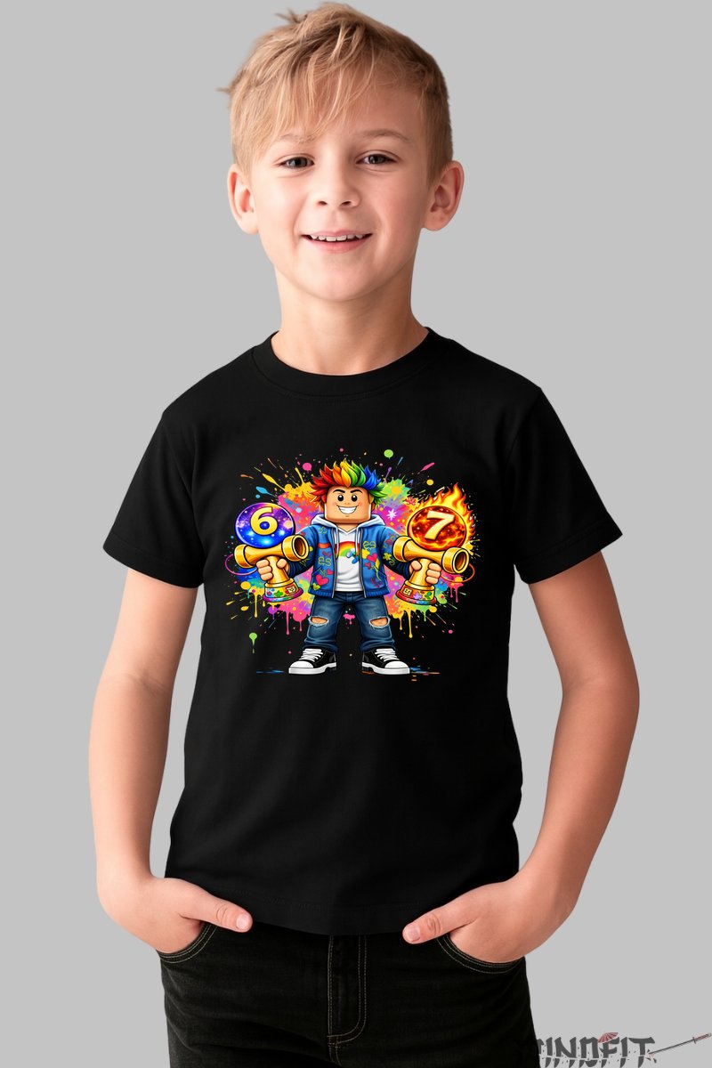 Tricou Roblox Kendama - Model Valuri Electrice baiat negru