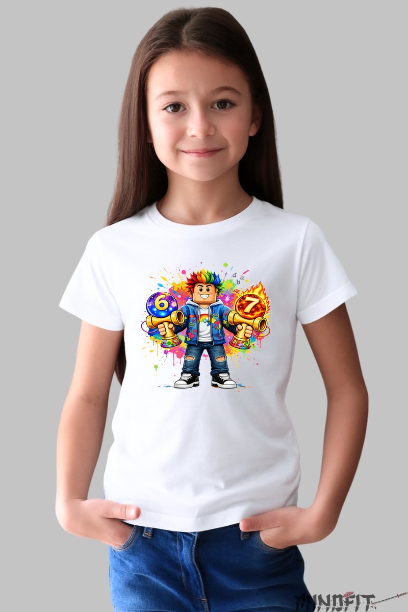 Tricou Roblox Kendama - Model Valuri Electrice fata alb