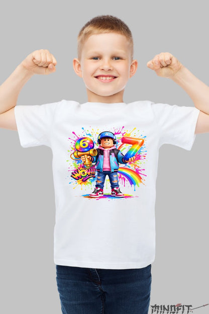 Tricou Roblox Kendama - Model Valuri Electrice baiat alb