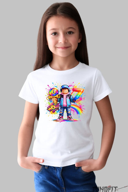 Tricou Roblox Kendama - Model Valuri Electrice fata alb