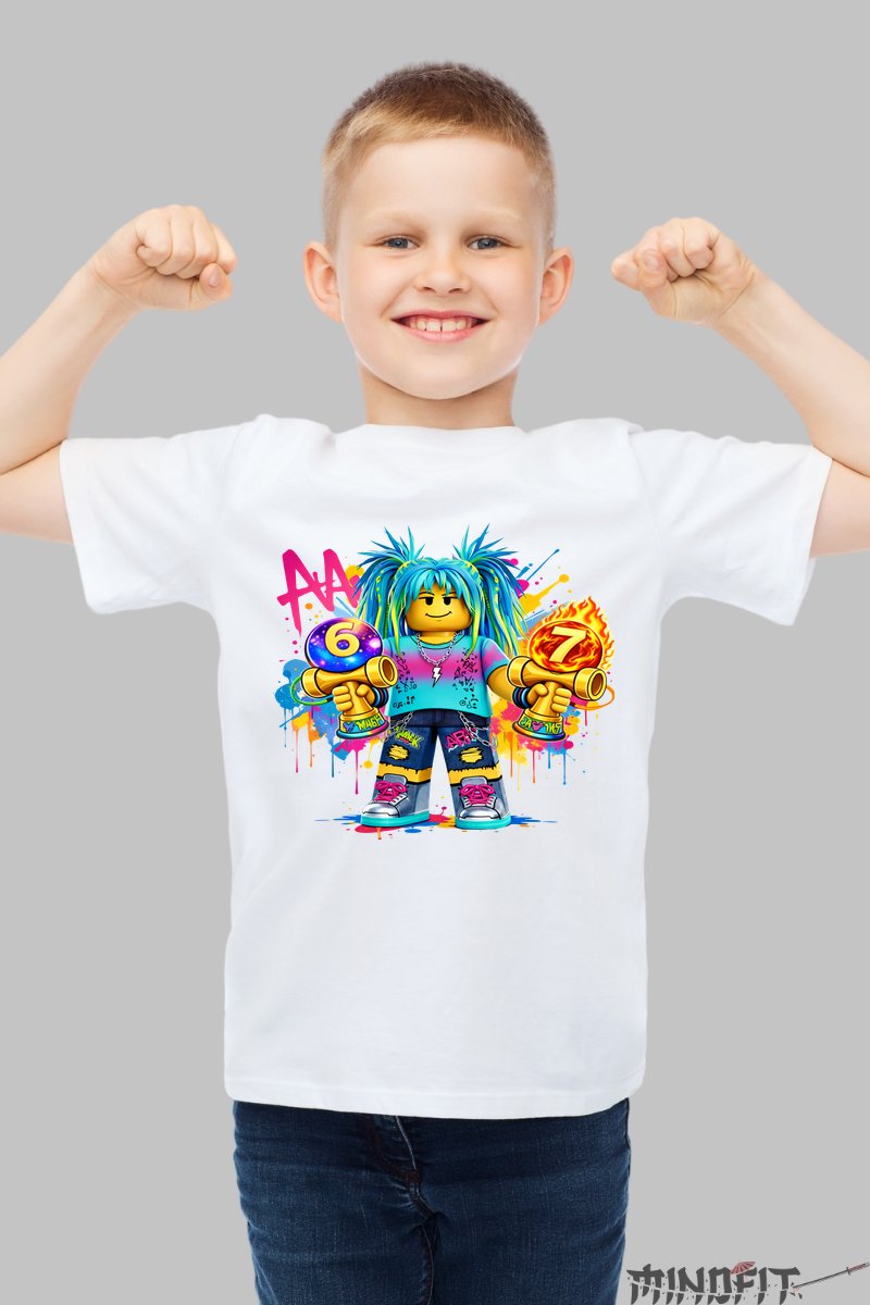 Tricou Roblox Kendama - Model Valuri Electrice baiat alb