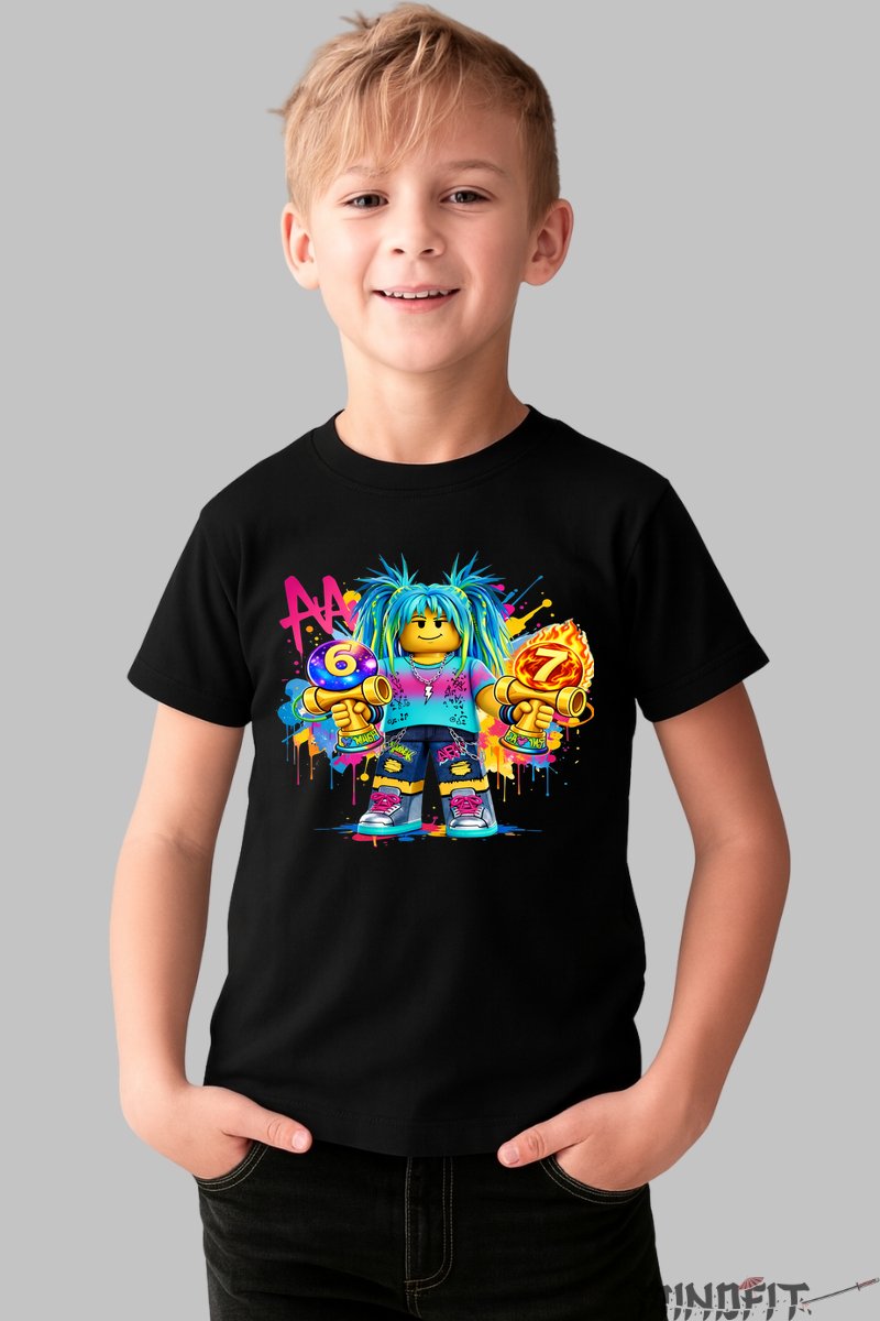 Tricou Roblox Kendama - Model Valuri Electrice baiat negru