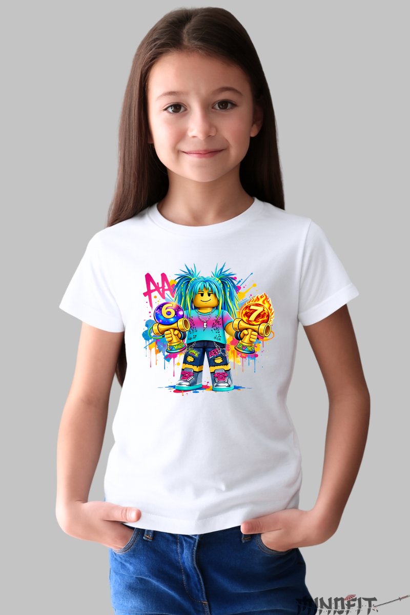 Tricou Roblox Kendama - Model Valuri Electrice fata alb