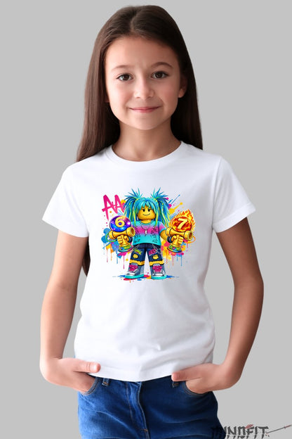 Tricou Roblox Kendama - Model Valuri Electrice fata alb