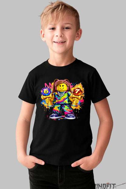 Tricou Roblox Kendama - Model Valuri Electrice baiat negru