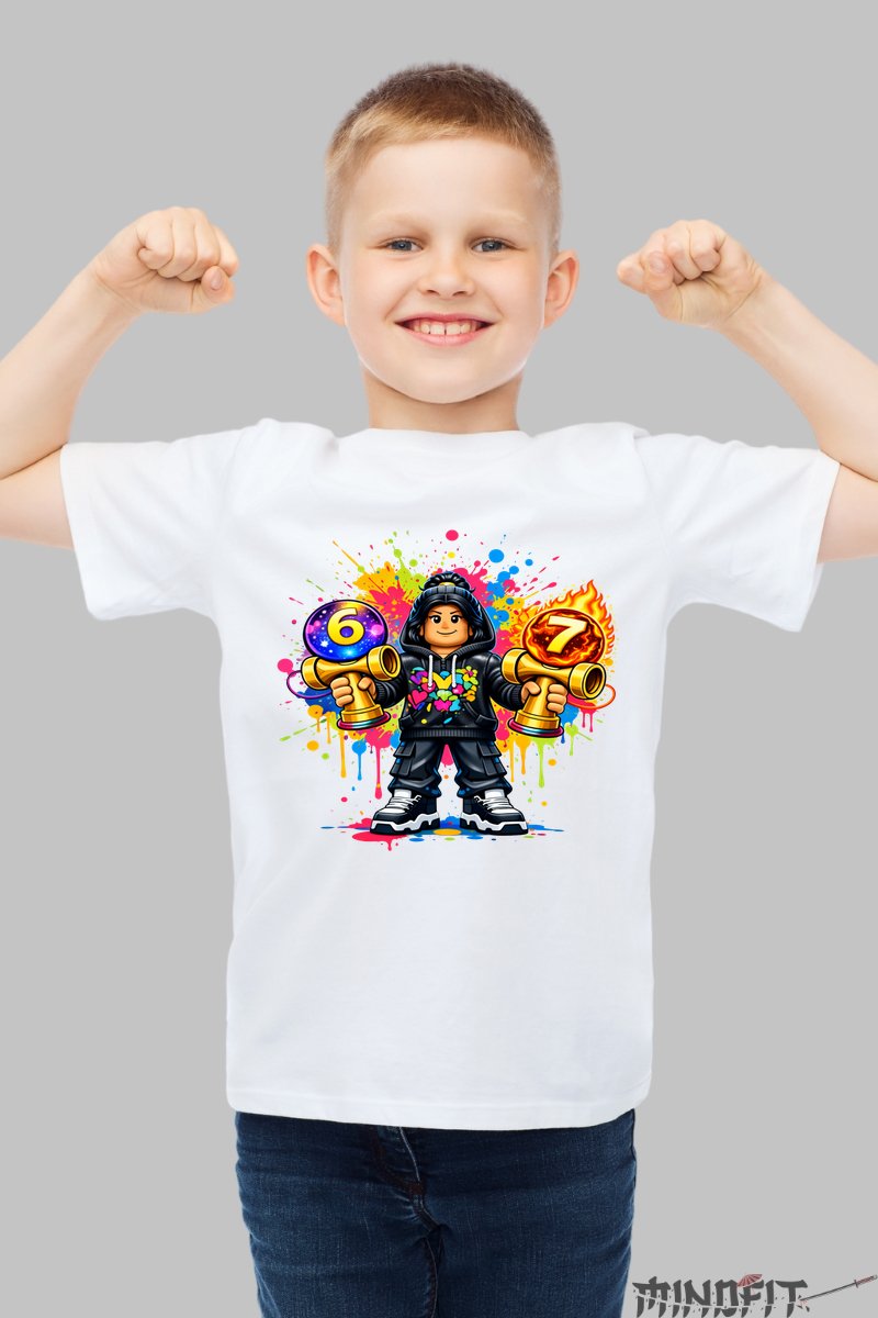 Tricou Roblox Kendama - Personaj dinamic cu energie exploziva baiat alb