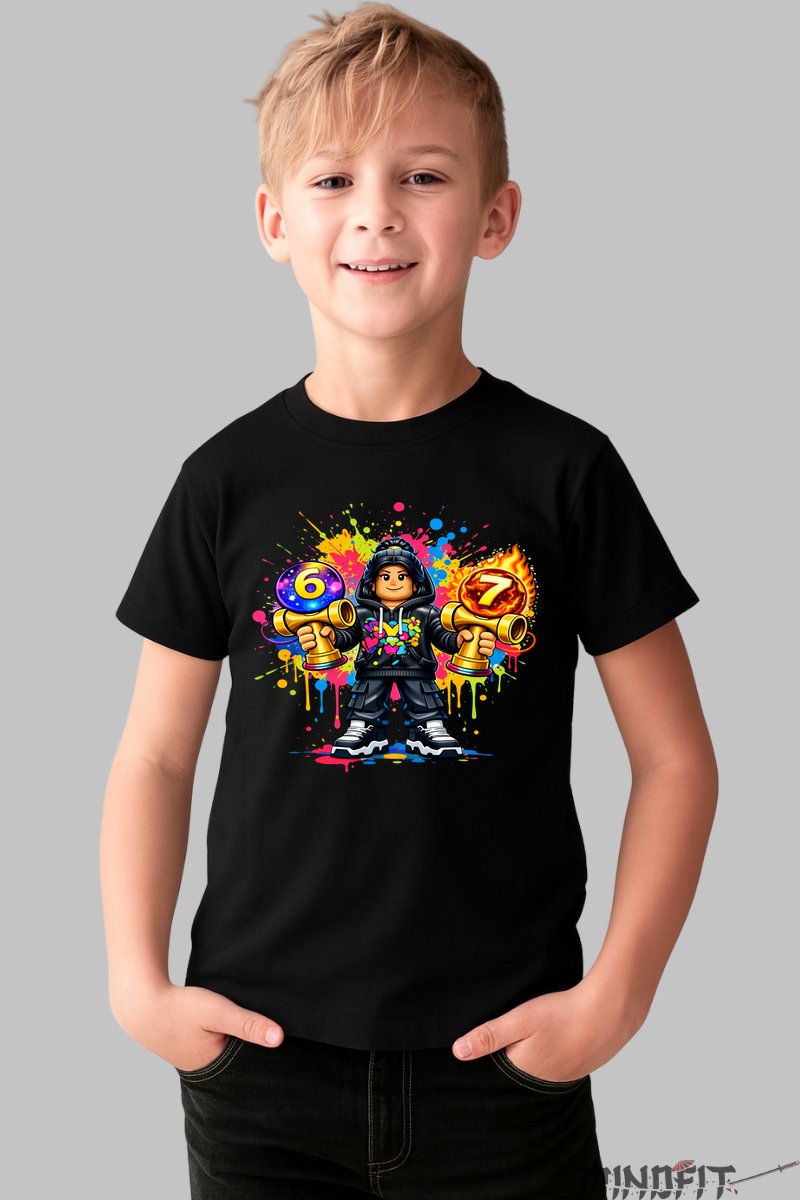 Tricou Roblox Kendama - Personaj dinamic cu energie exploziva baiat negru
