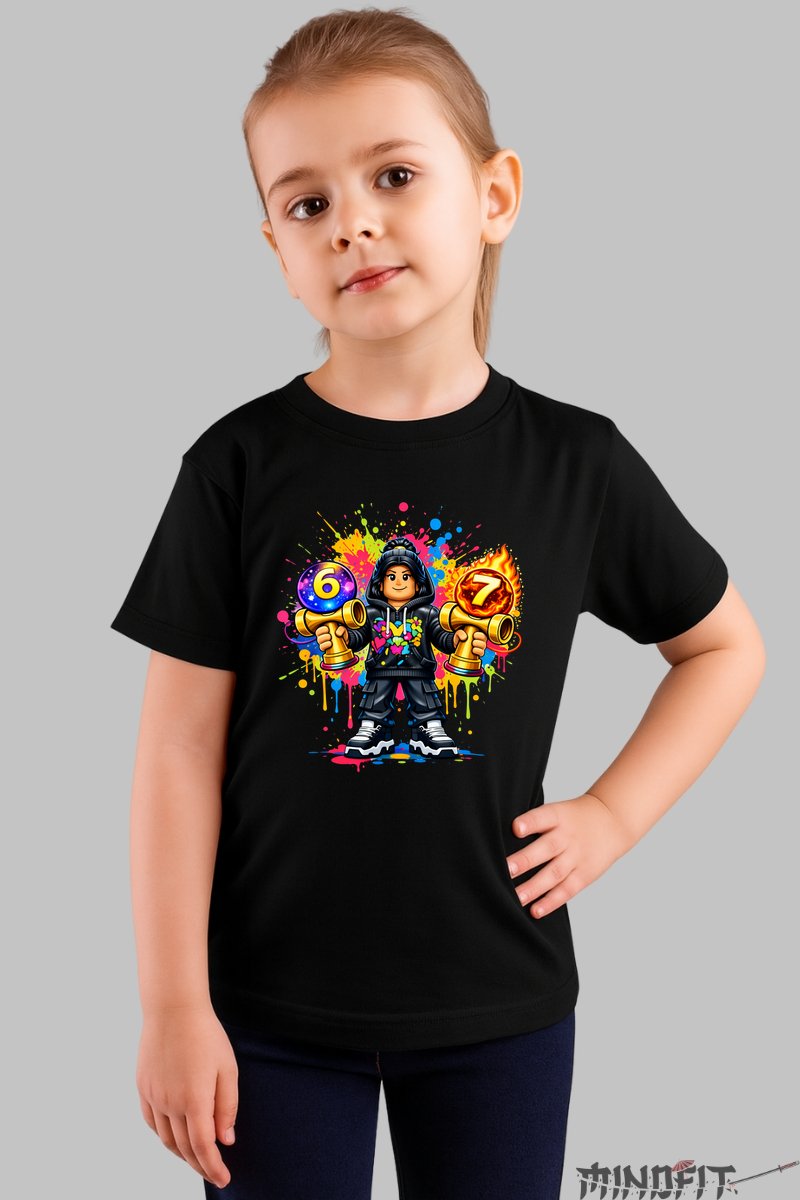 Tricou Roblox Kendama - Personaj dinamic cu energie exploziva fata negru
