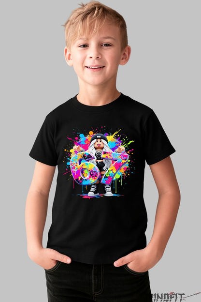 Tricou Roblox Six Seven - Design Colorat Dinamic baiat negru