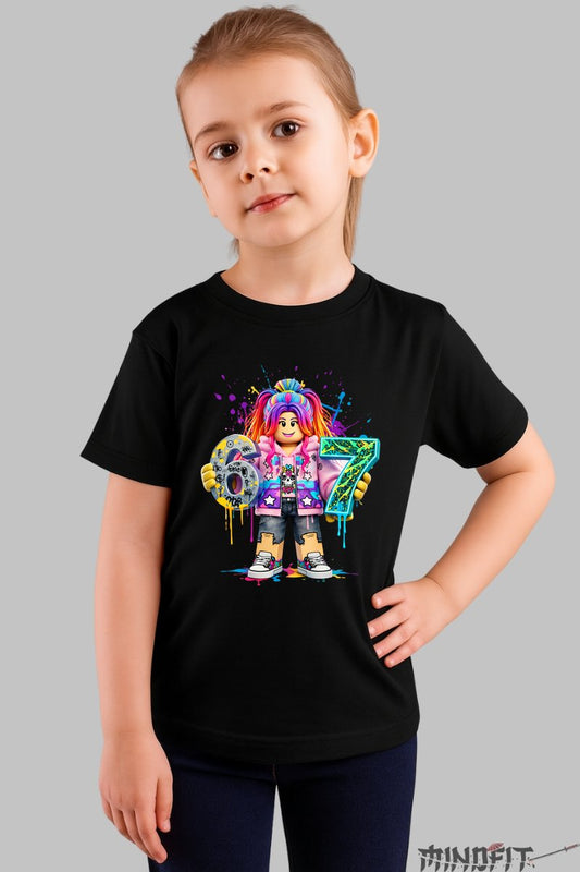 Tricou Roblox Six Seven - Design Cool Colorat fata negru