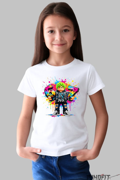 Tricou Roblox Six Seven - Design Jucaus Colorat fata alb