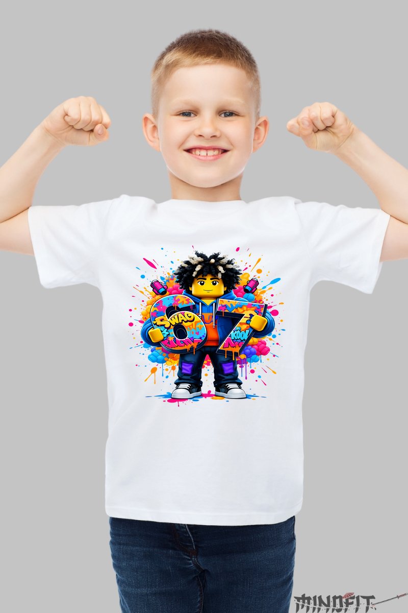 Tricou Roblox Six Seven - Grafica Exploziva baiat alb