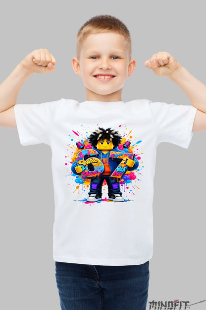 Tricou Roblox Six Seven - Grafica Exploziva baiat alb
