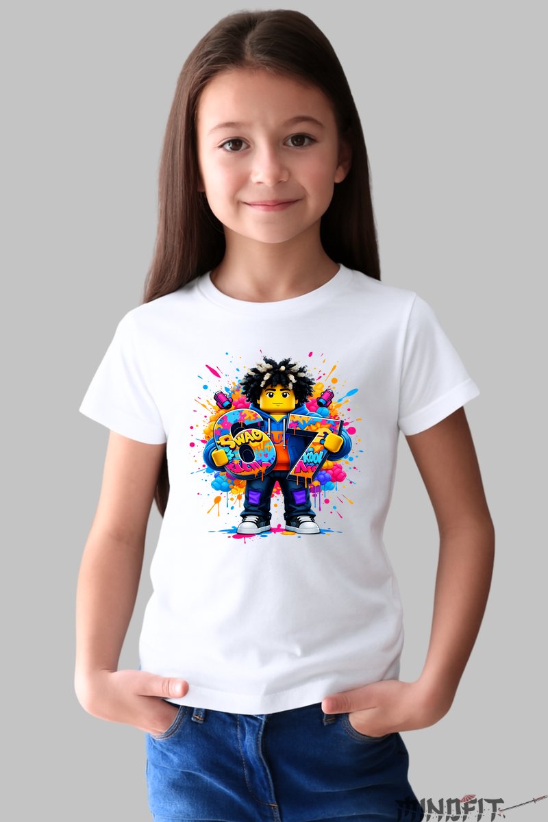 Tricou Roblox Six Seven - Grafica Exploziva fata alb
