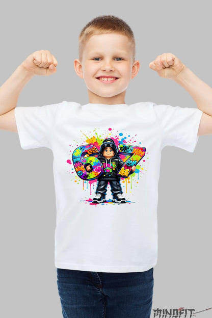 Tricou Roblox Six Seven - Model Colorat Indraznet baiat alb