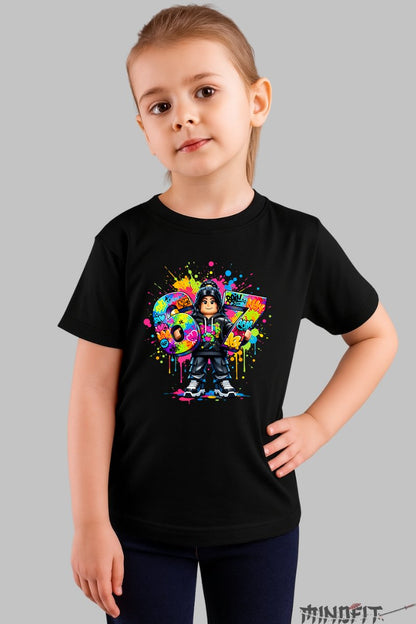 Tricou Roblox Six Seven - Model Colorat Indraznet fata negru