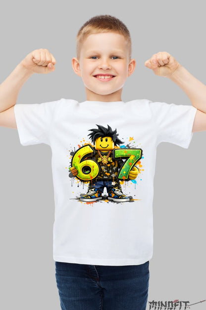 Tricou Roblox Six Seven - Model Stil Urban baiat alb
