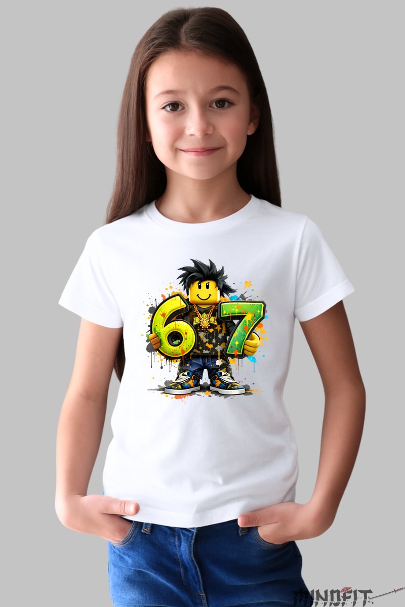 Tricou Roblox Six Seven - Model Stil Urban fata alb