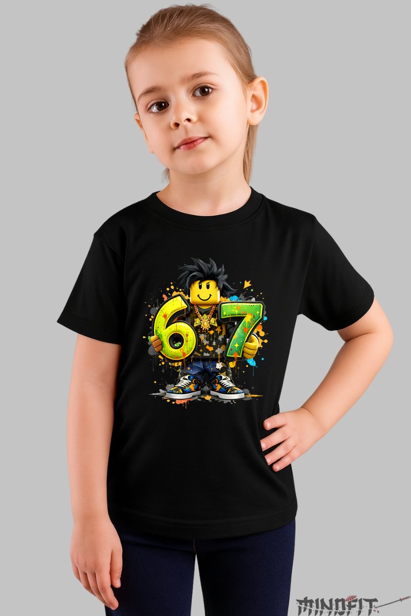 Tricou Roblox Six Seven - Model Stil Urban fata negru
