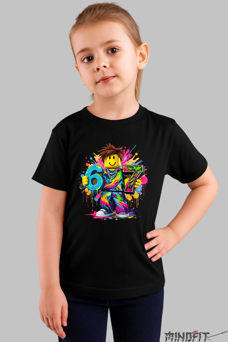Tricou Roblox Six Seven - Model Street Vibe fata negru