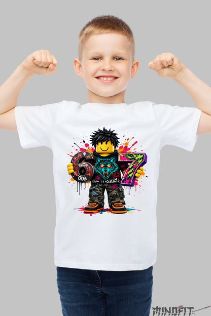 Tricou Roblox Six Seven - Model Valuri Electrice baiat alb