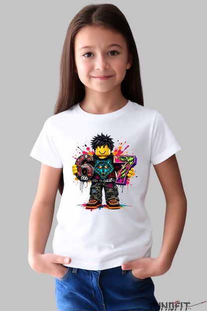 Tricou Roblox Six Seven - Model Valuri Electrice fata alb