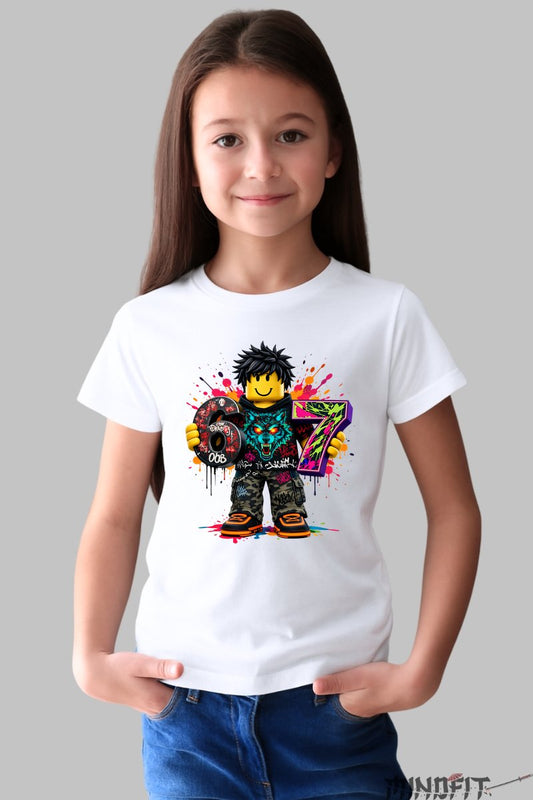 Tricou Roblox Six Seven - Model Valuri Electrice fata alb