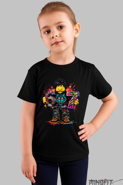Tricou Roblox Six Seven - Model Valuri Electrice fata negru