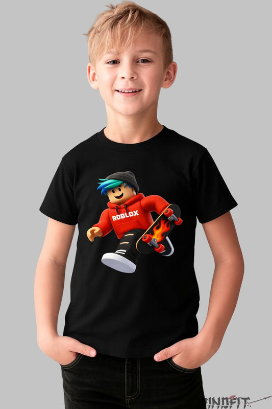 Tricou Roblox Skater - Fast Fire baiat negru